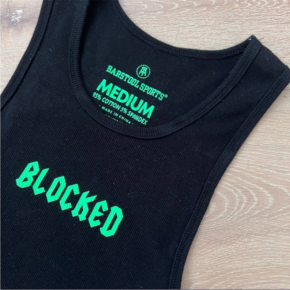 Call Her Daddy "Blocked" Crop Top Barstool Sports Black Tank Top
